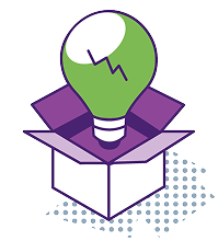 create icon showing lightbulb in a box