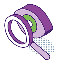 identify icon showing eye through magnifying glass
