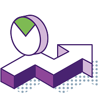 grow icon showing pie chart and arrow