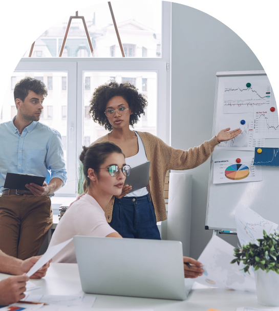 business meeting with women reviewing charts