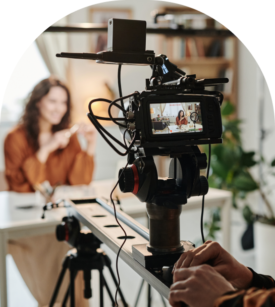 camera in kitchen filming advertisement